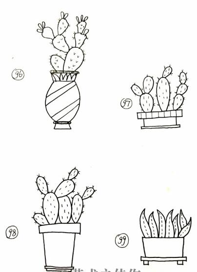 干货来袭~99个小盆栽手绘简笔画，大家喜欢就收藏起来哦~